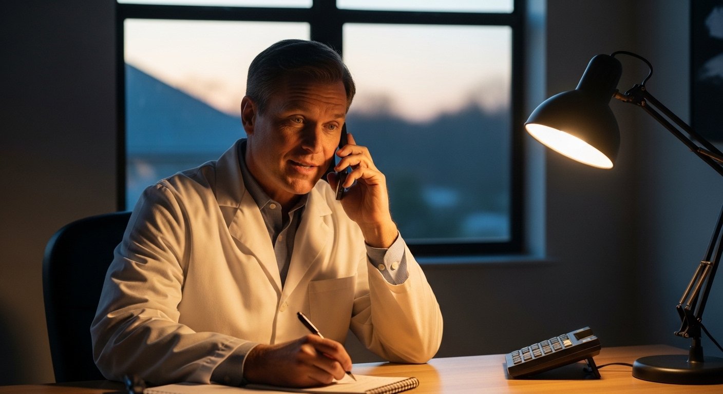 Podiatry clinic owner getting answers to billing questions during a phone consultation with a medical billing expert